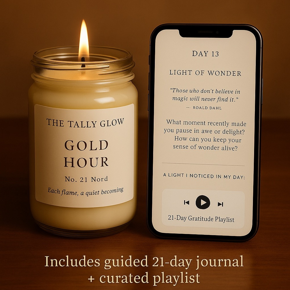 The Tally Glow Gold Hour Candle